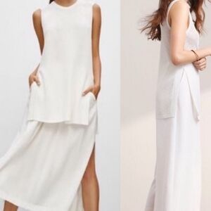 Wilfred Aritzia Palmier  Side Split Knit Sleeveless Tank Top White Sz S Nwt